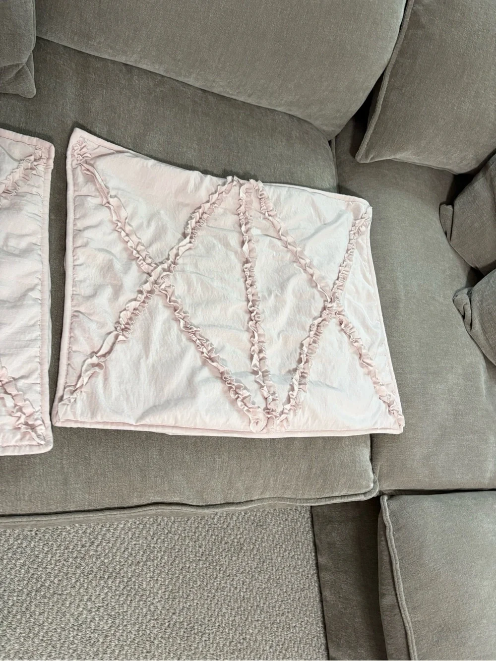 Pottery Barn Kids Casual Ruffle Pink Pillow Shams Set of 2 - Pillows not include